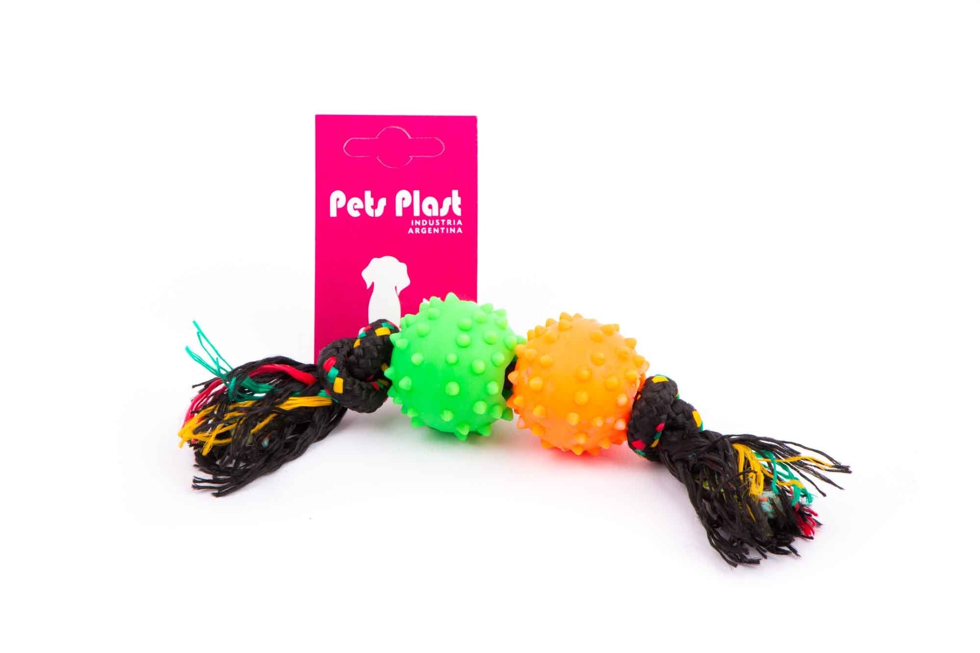 Pelota con Puas de Goma x 2 unidades con Soga