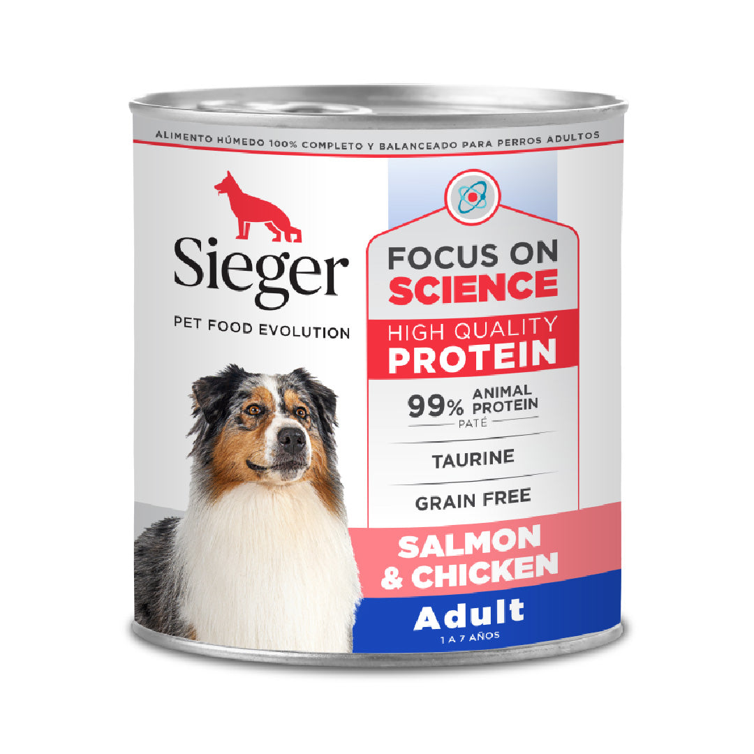 Lata Sieger Perro Adulto Salmón y Pollo