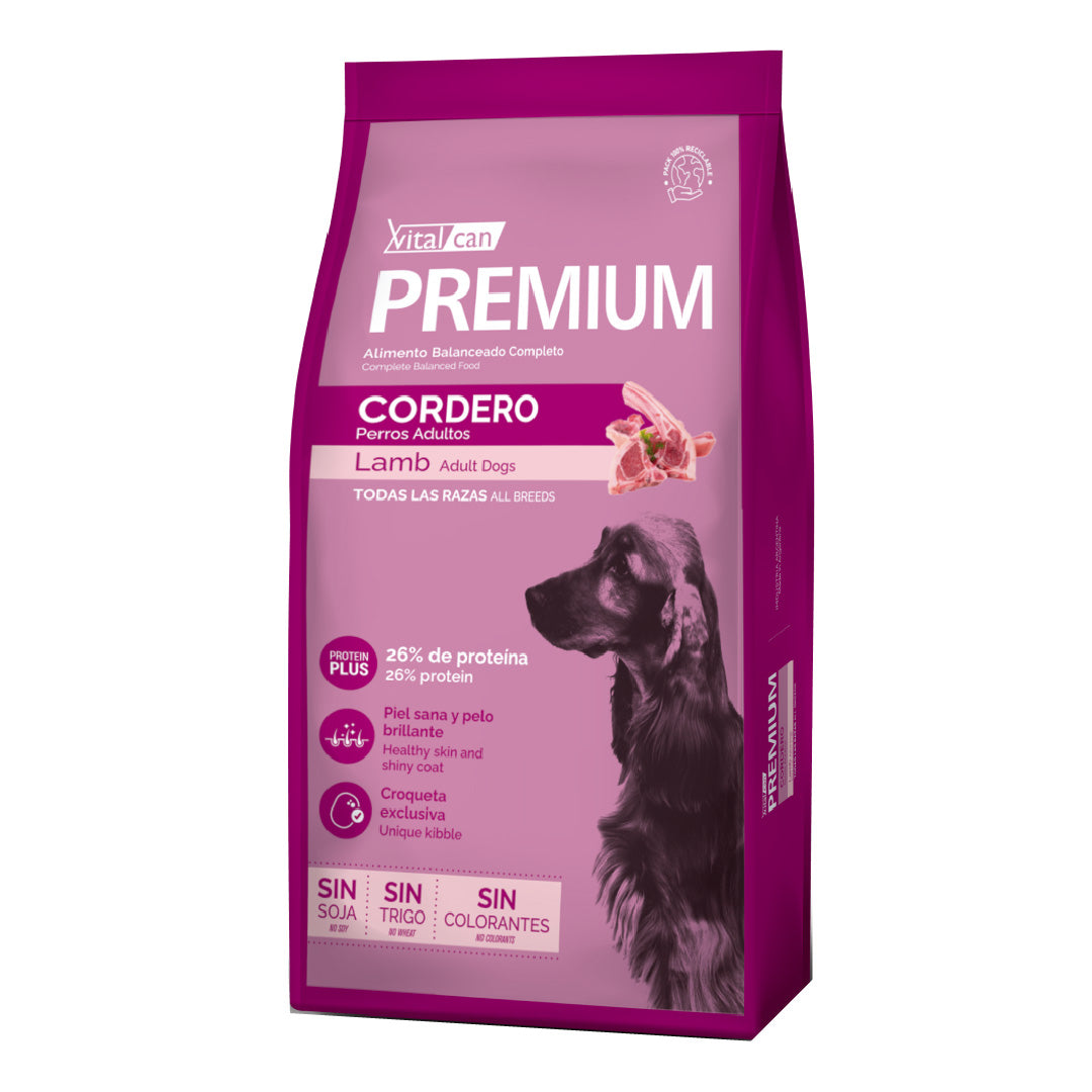 Alimento Vitalcan Premium Perro Adulto Cordero 20+2kg