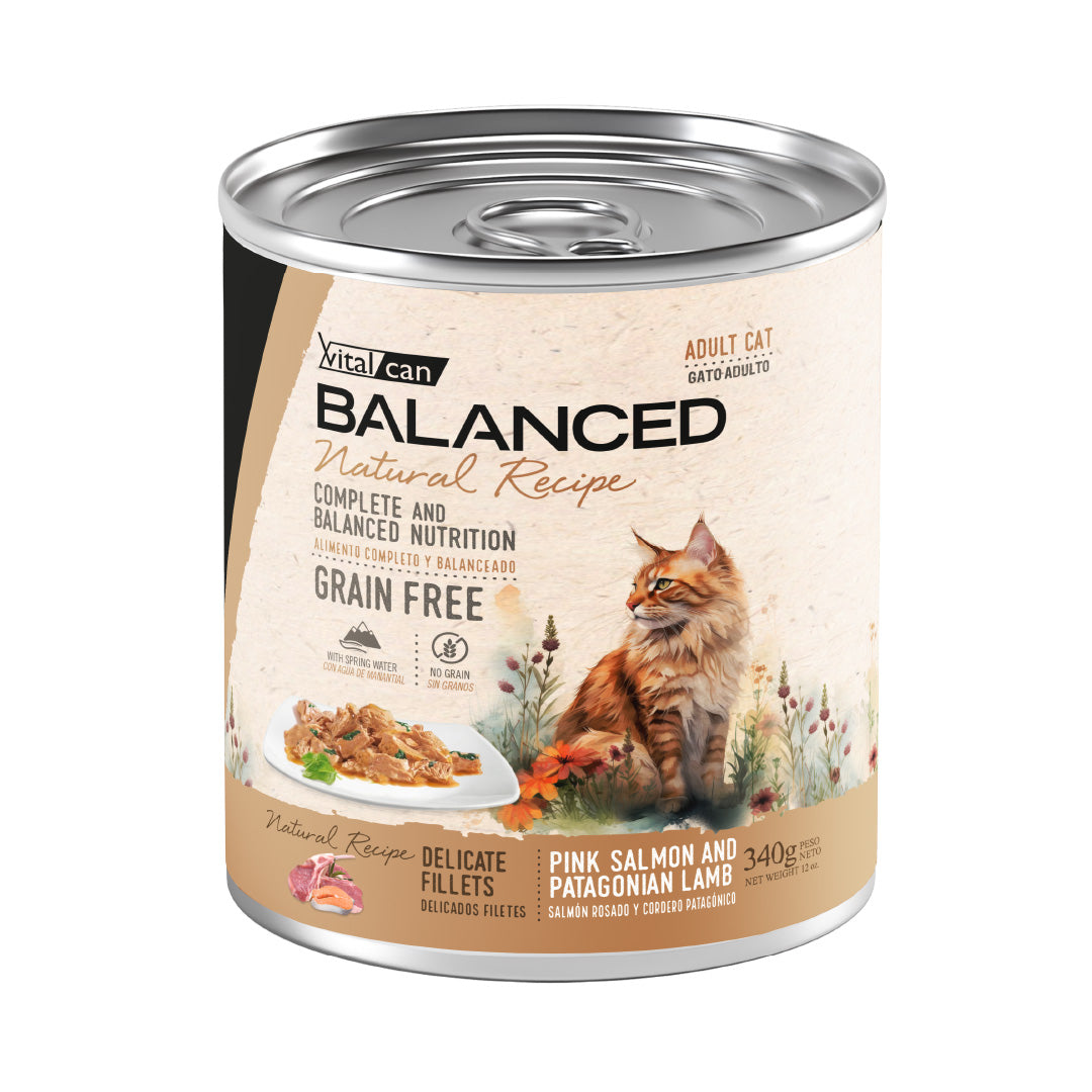 Lata Balanced Gato Adulto Filetes Salmón y Cordero