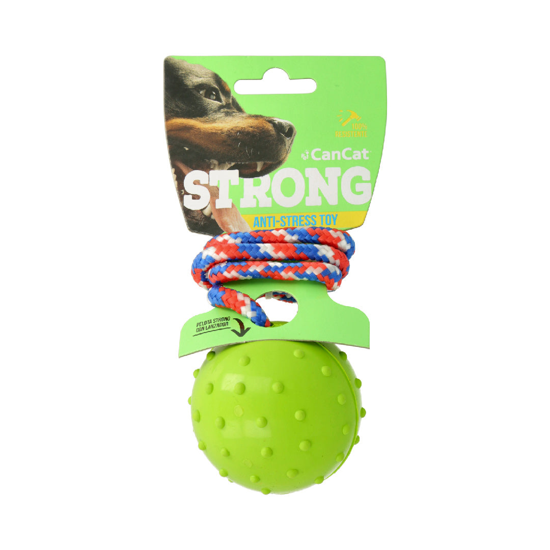 Pelota Strong de Goma con Cascabel y Soga