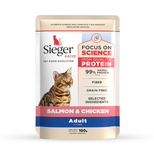 Pouch Sieger Katze Gato Adulto Salmón y Pollo