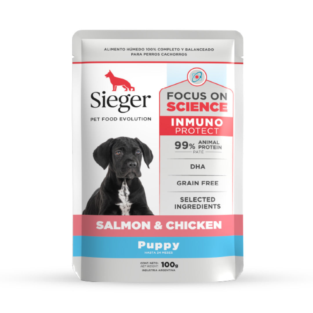 Pouch Sieger Perro Cachorro sabor Salmón y Pollo