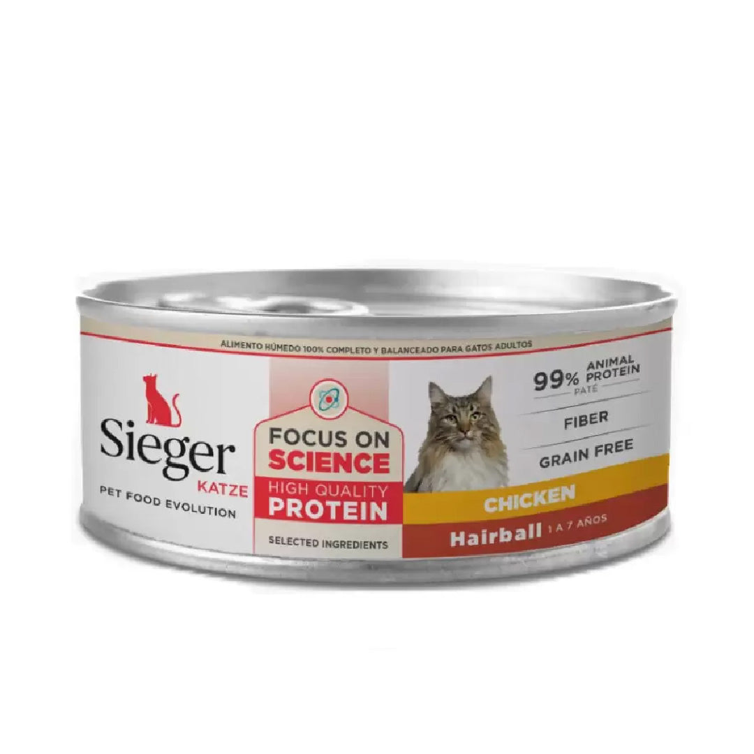 Lata Sieger Katze Gato Adulto Hairball sabor Pollo